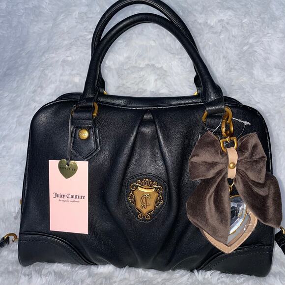 Juicy Couture Handbags - Juicy Couture Juicy Romance Satchel Chocolate Black Leather Brown Bow Crossbody